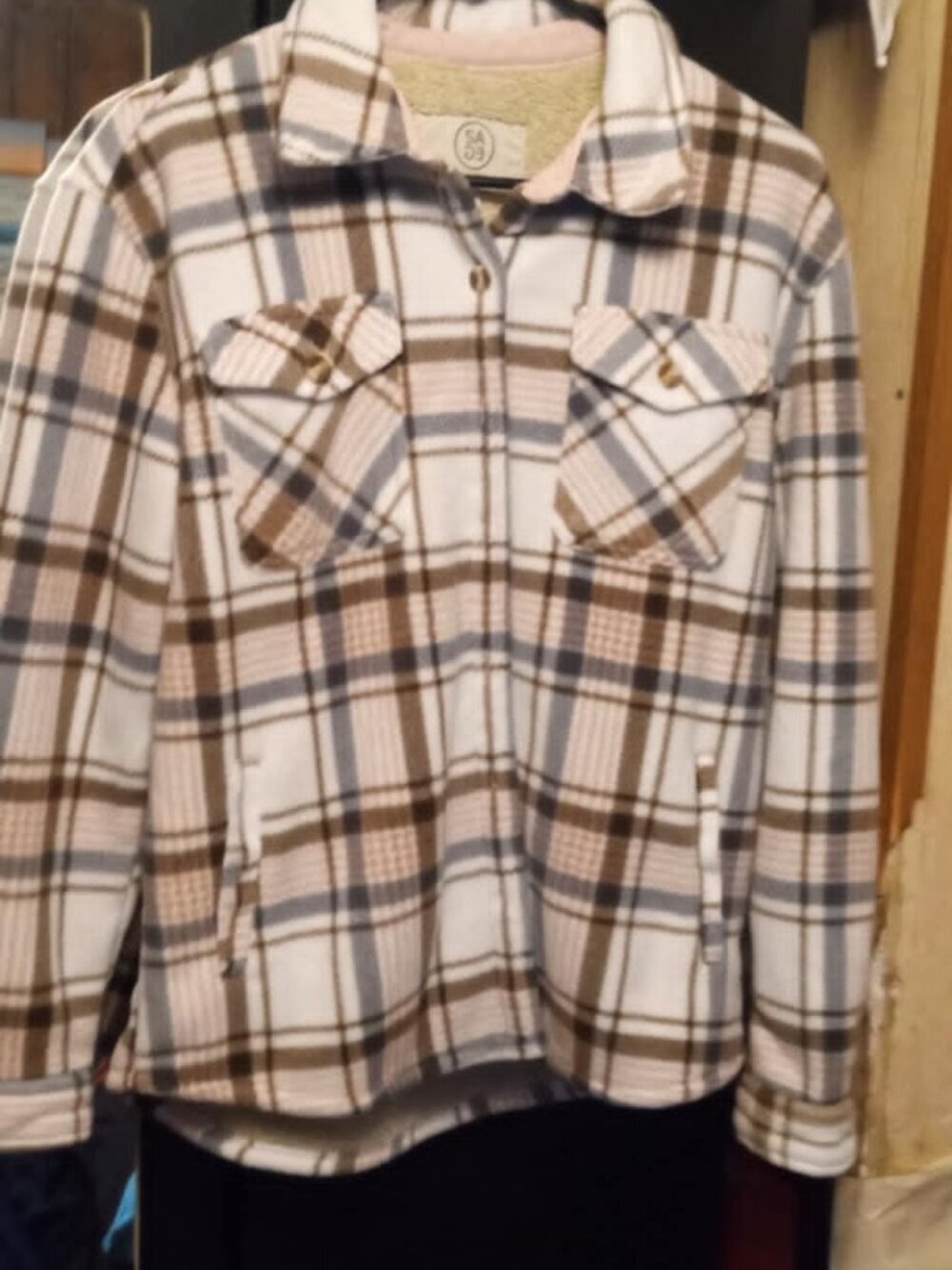 Sage collective balance energy flow S shacket button up faux fur lined